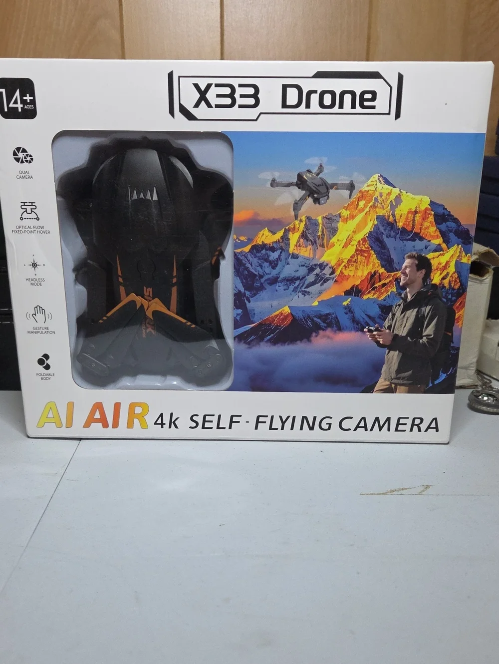 X33 Drone AI Air 4K Self-Flying Camera - Black